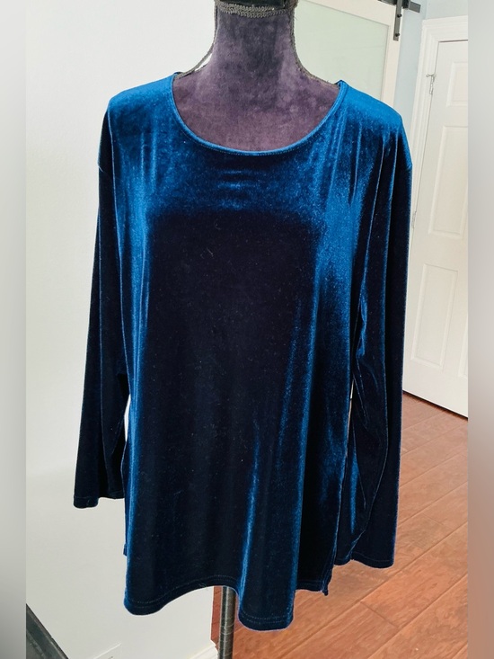 Rag Tops - ELEGANT Velvet Long-Sleeve Scoop Neck tunic top 🌹
